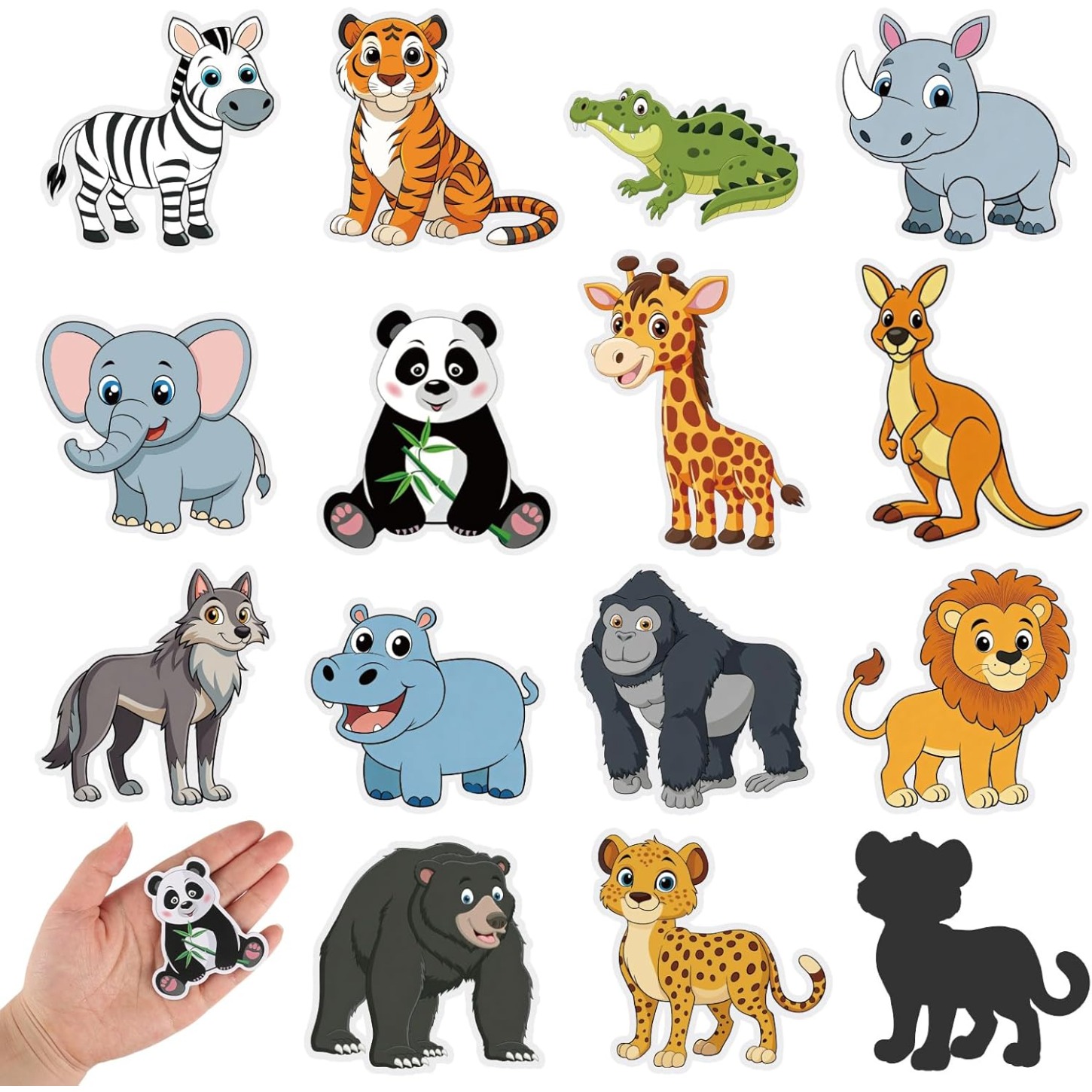 TEMU Lot de 14 grands aimants de réfrigérateur en bois représentant des animaux , aimants d'animaux mignons pour réfrigérateur, cuisine et blanc