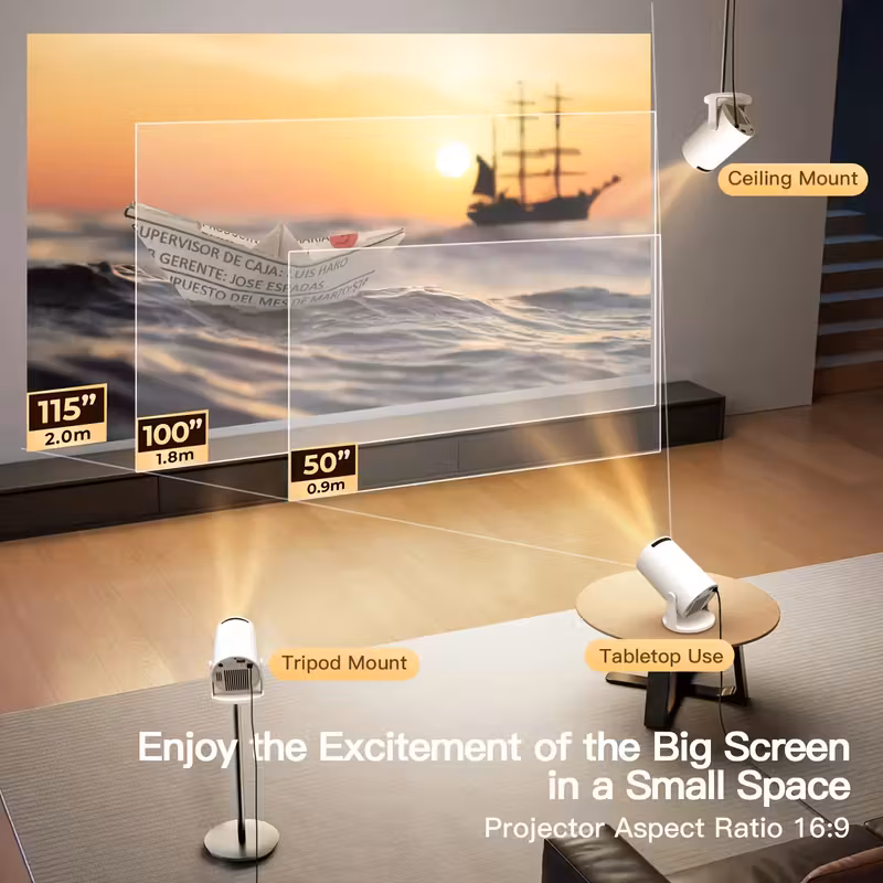 2025 geüpgradede hy300pro mini projector met wifi en bluetooth, draagbaar native 720p, 4k ondersteuning/decodering, automatische keystone correctie, ° rotatie, voor thuis & buitengebruik 11 4