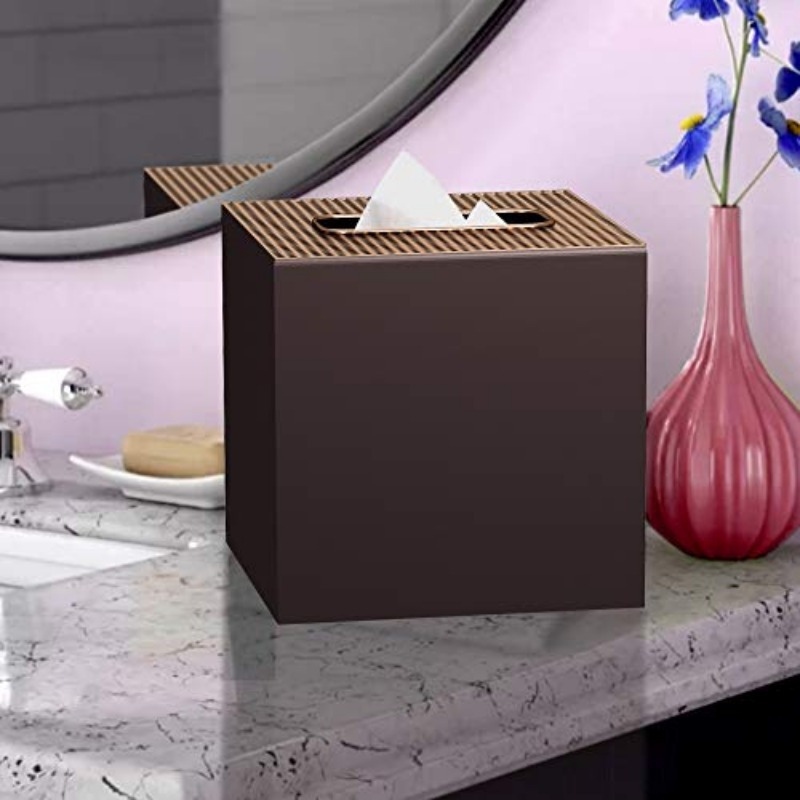   orb boutique tissue box cover set stainless   facial tissue box holder for bathroom vanity countertopsbedroom dresserscopper orb   medium Product details 2