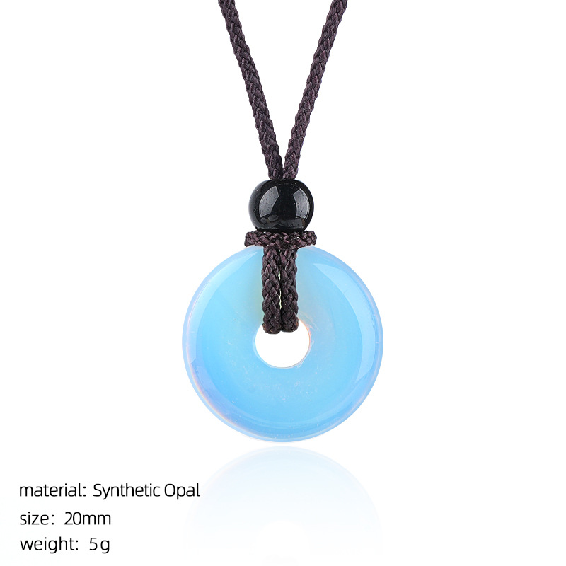 Natural Stone Carved Chinese Safety Knot Pendant Necklace