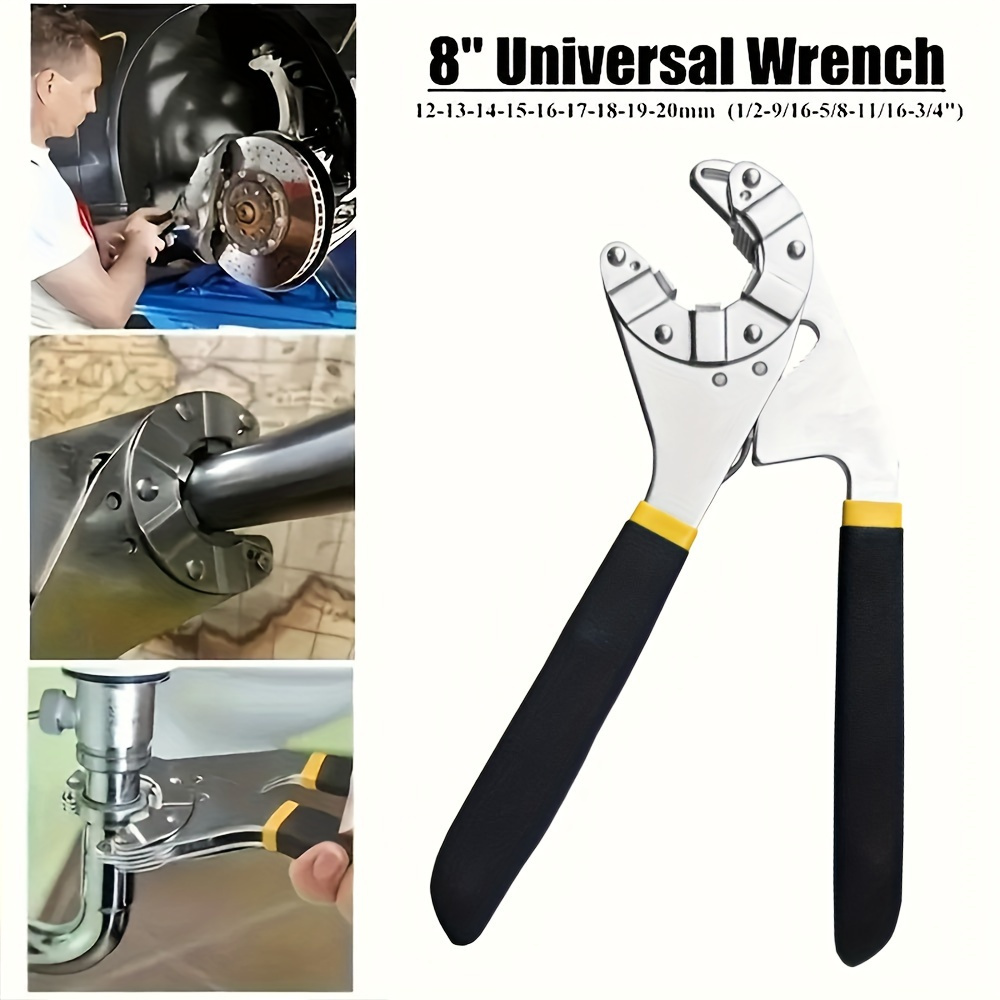 Juego de llaves multiusos 14 en 1, llave ajustable de acero al carbono con diseño de dientes para mayor agarre, operación mecánica, sin necesidad de ensamblaje, ideal para herramientas de reparación de bricolaje, eléctricas, mecánicas, motocicletas y bicicletas