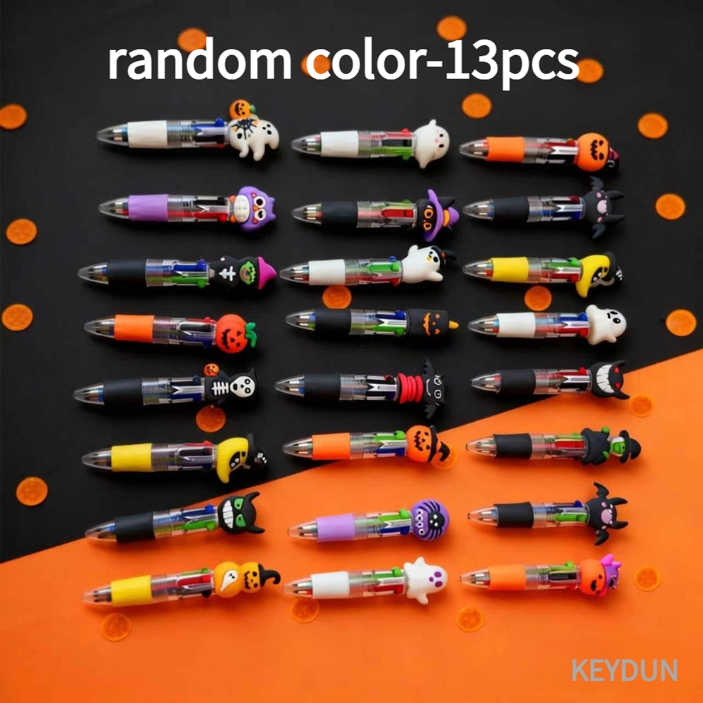 TEMU 13 stylos mini 4-en-1 de Halloween, couleurs aléatoires, motif dessin animé. Idéal pour les fêtes, les prix scolaires et de bureau,