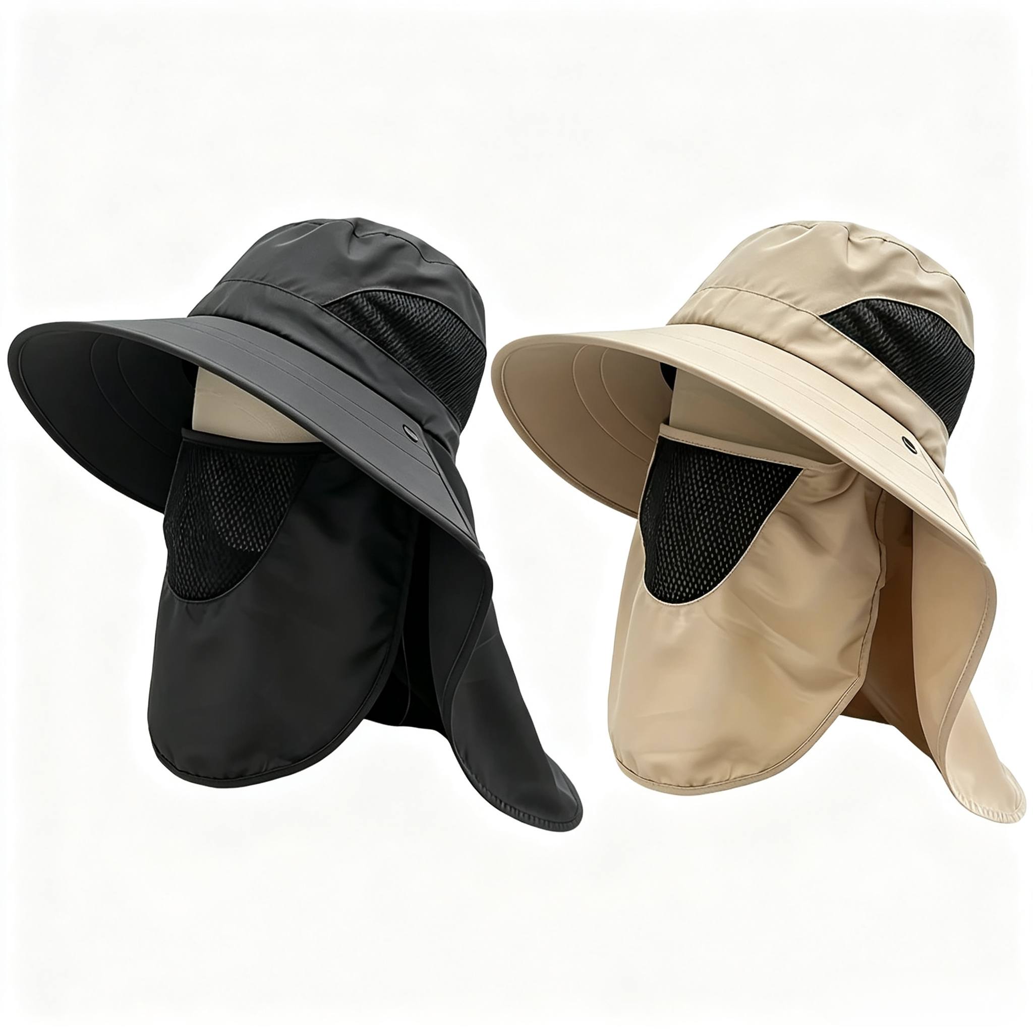 TEMU 2pcs Wide Brim Fisherman Hats, Hiking Fishing Sun Hats, Unisex Quick-dry Hats With Breathable Mesh, Suitable For: Hiking, Camping, Riding,