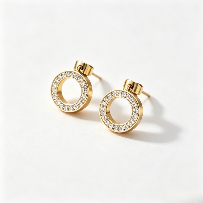4pcs Simple Hoop-Shaped Cubic Synthetic Zirconia Jewelry Set