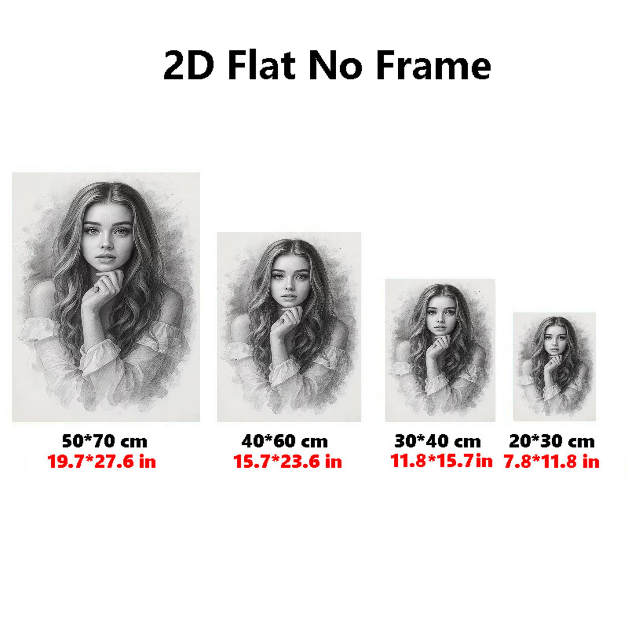 TEMU 2d Flat, 2d Flat 1pc 2d Flat, Poster Prints, Custom Sketch Style Portrait, Birthday Gifts, Frameless Posters, Suitable For Halloween, Christmas