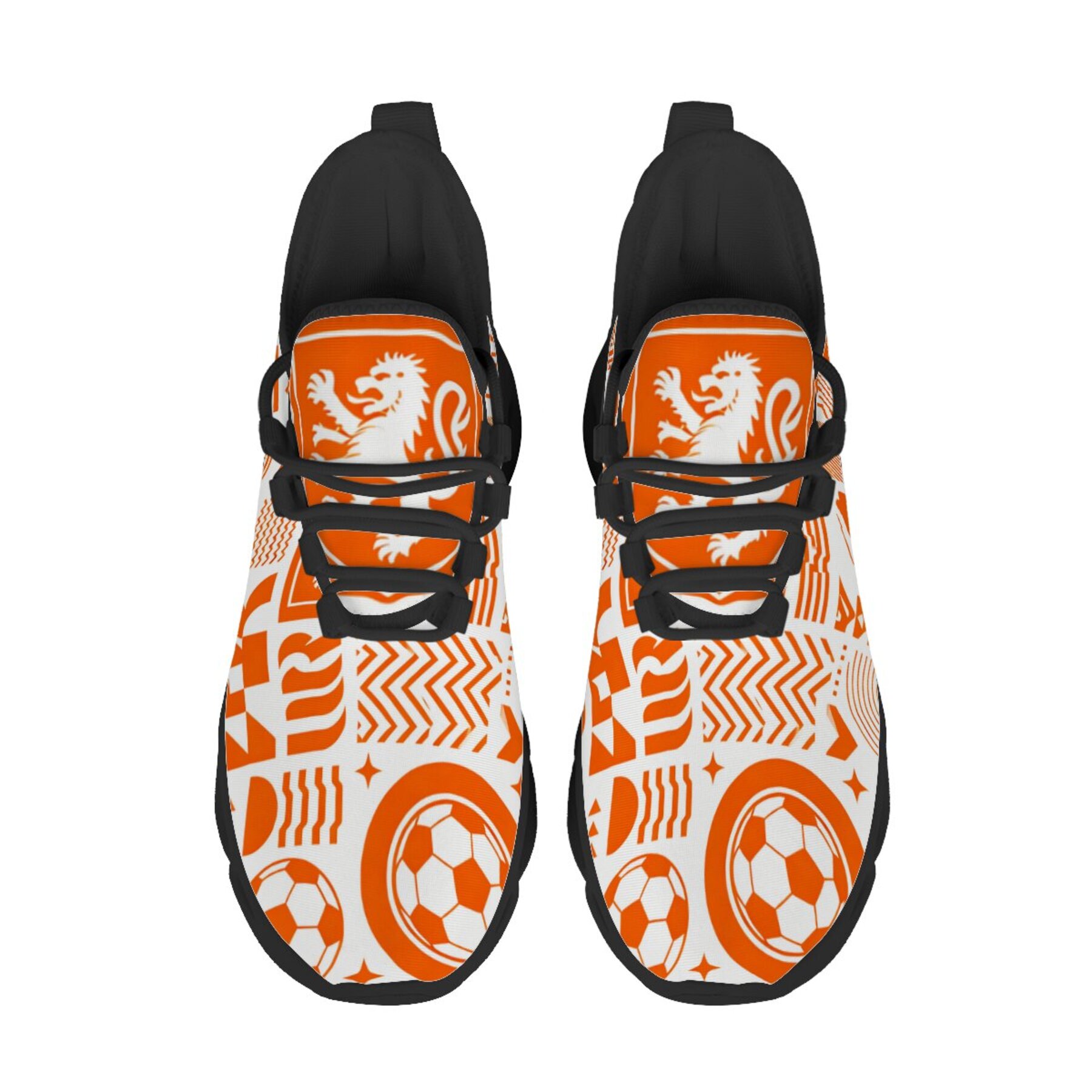 Twist Sole Adult Casual Running Shoes Orange Lion Badge, Dutch Historical Coat of Arms, EVA Midsole Soft Springy Cushioning, Campus Athletic Outfit Trendy