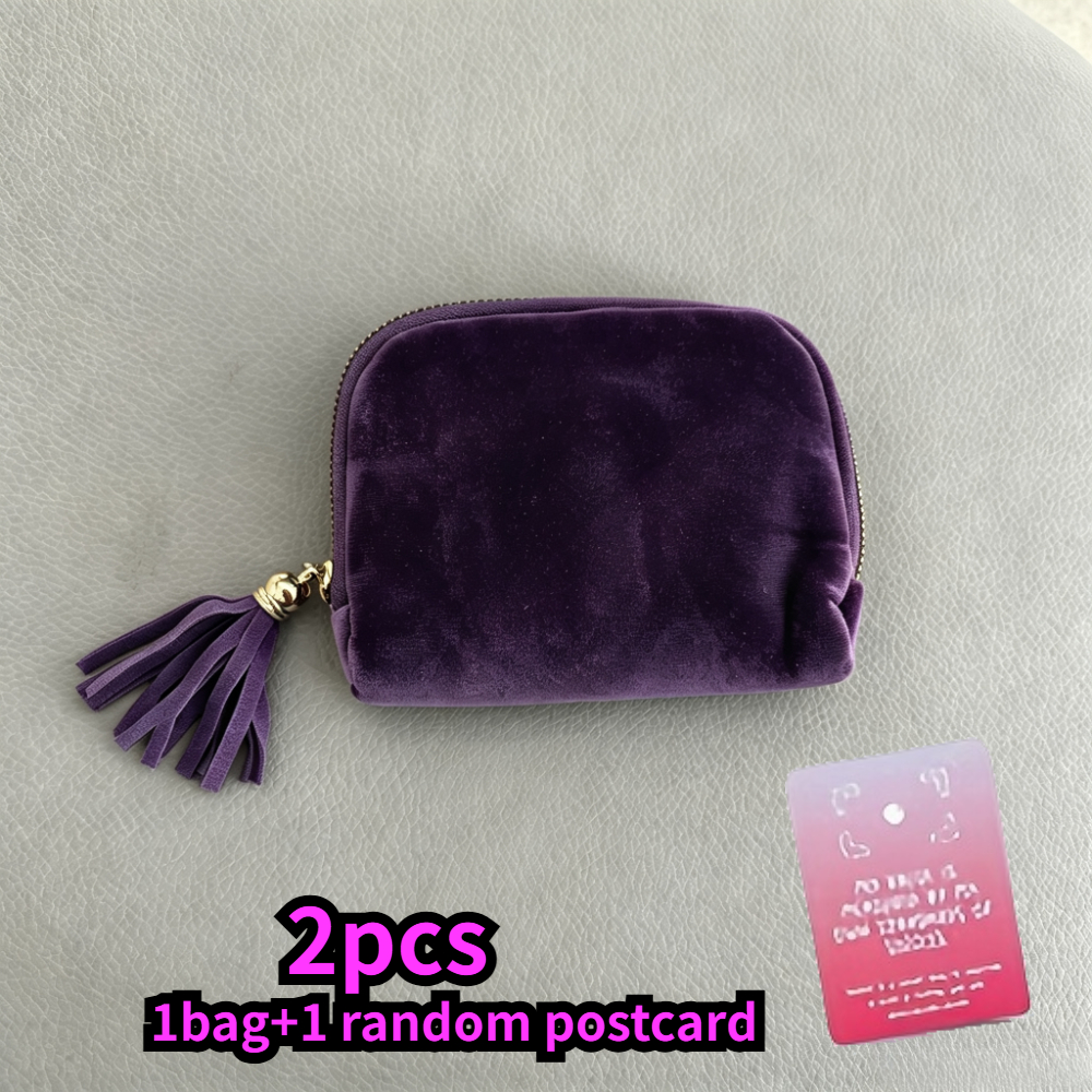 2pcs Set Velvet Travel Jewelry Bag with Postcard