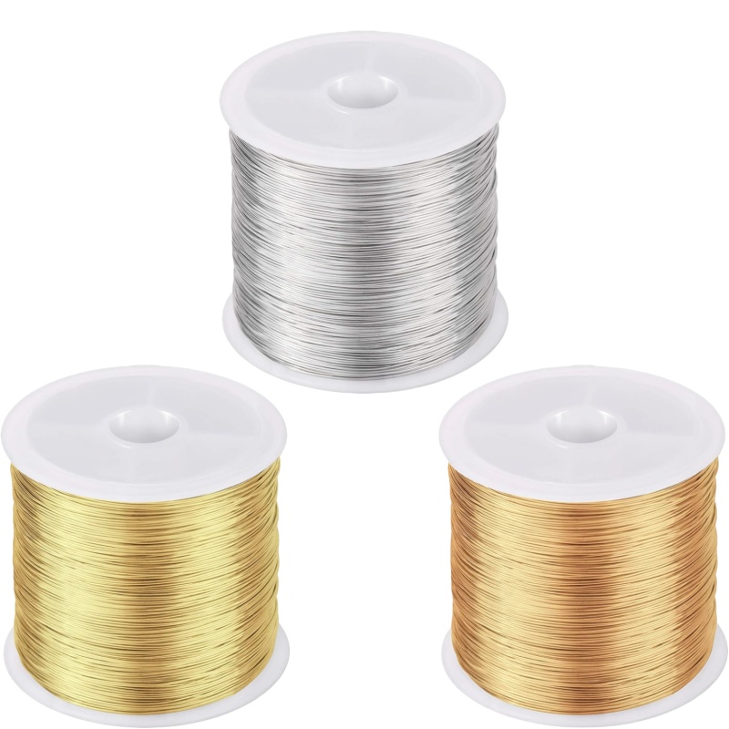 TEMU 26 Gauge Jewelry Wire For Handcrafting - 3 Rolls Of 0.4mm 82ft Wire, Ideal For Earrings, Necklaces, Beading And Jewelry Making