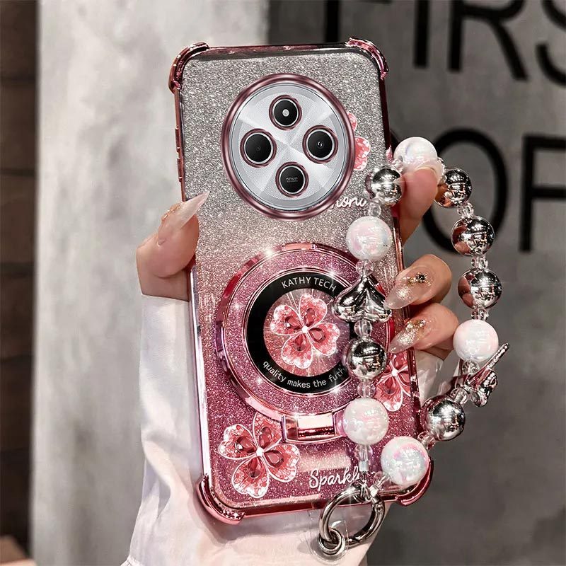 TEMU Étui de téléphone : Étui de luxe avec pendentif pailleté magnétique et sangle de poignet airbag pour Xiaomi Redmi 14C Redmi14C 4G, -, -impact,