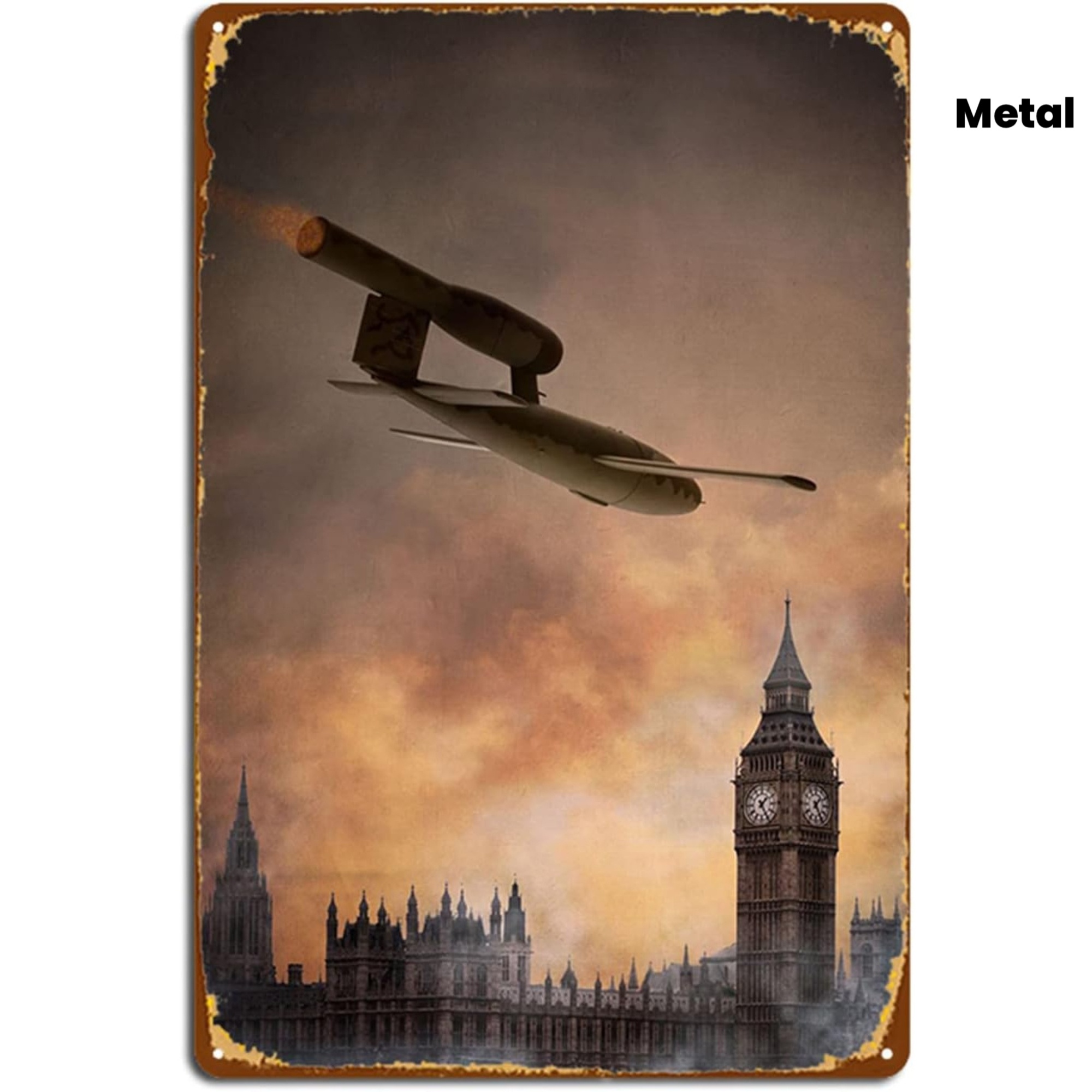 TEMU 2d Flat, 1pc, Vintage Airplane Metal Wall Sign - 30.48x20.32cm Iron Aviation-themed Sign, Suitable For Office, Cafe, Bar - Retro Aircraft Decor,