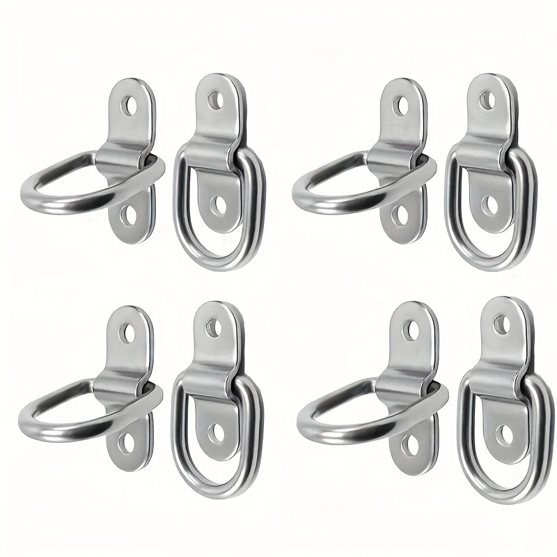E-shop 8er-Set Hochwertige Edelstahl-Polierte D-Ring Zurrverankerungen – Eisen-Ladungssicherungsösen mit Oberflächenmontagehaken zum Befestigen von