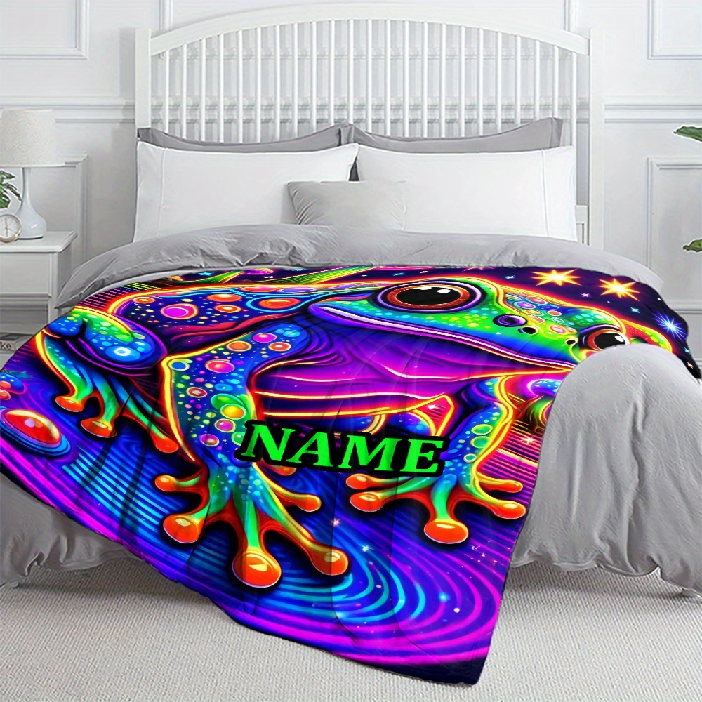 TEMU Customized Name/text Printed Blanket, Suitable For Sofa, Bedroom, Living Room, Outdoor, Camping, Hiking, , Office, Chair. Soft And Warm Thin