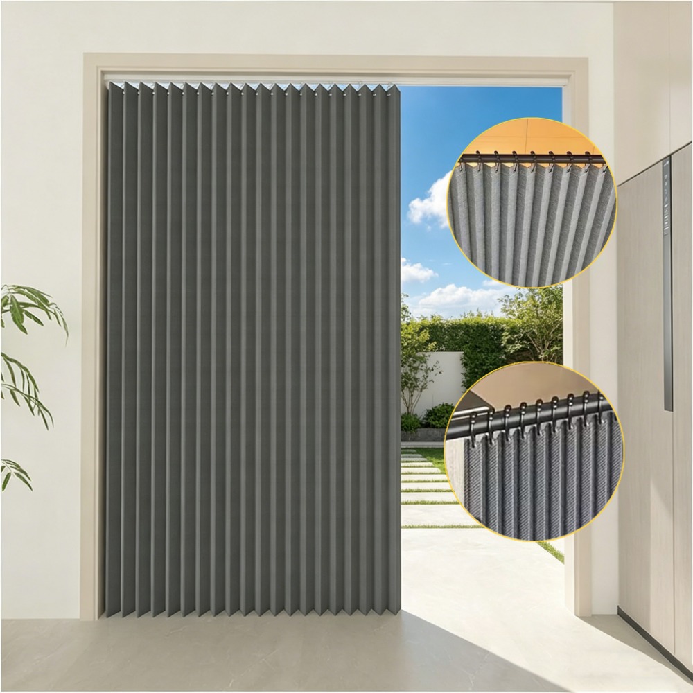 Folding Shower Curtain With Hooks Set, Stripe Shower Curtain For Bathroom, Grey, 180*200cm