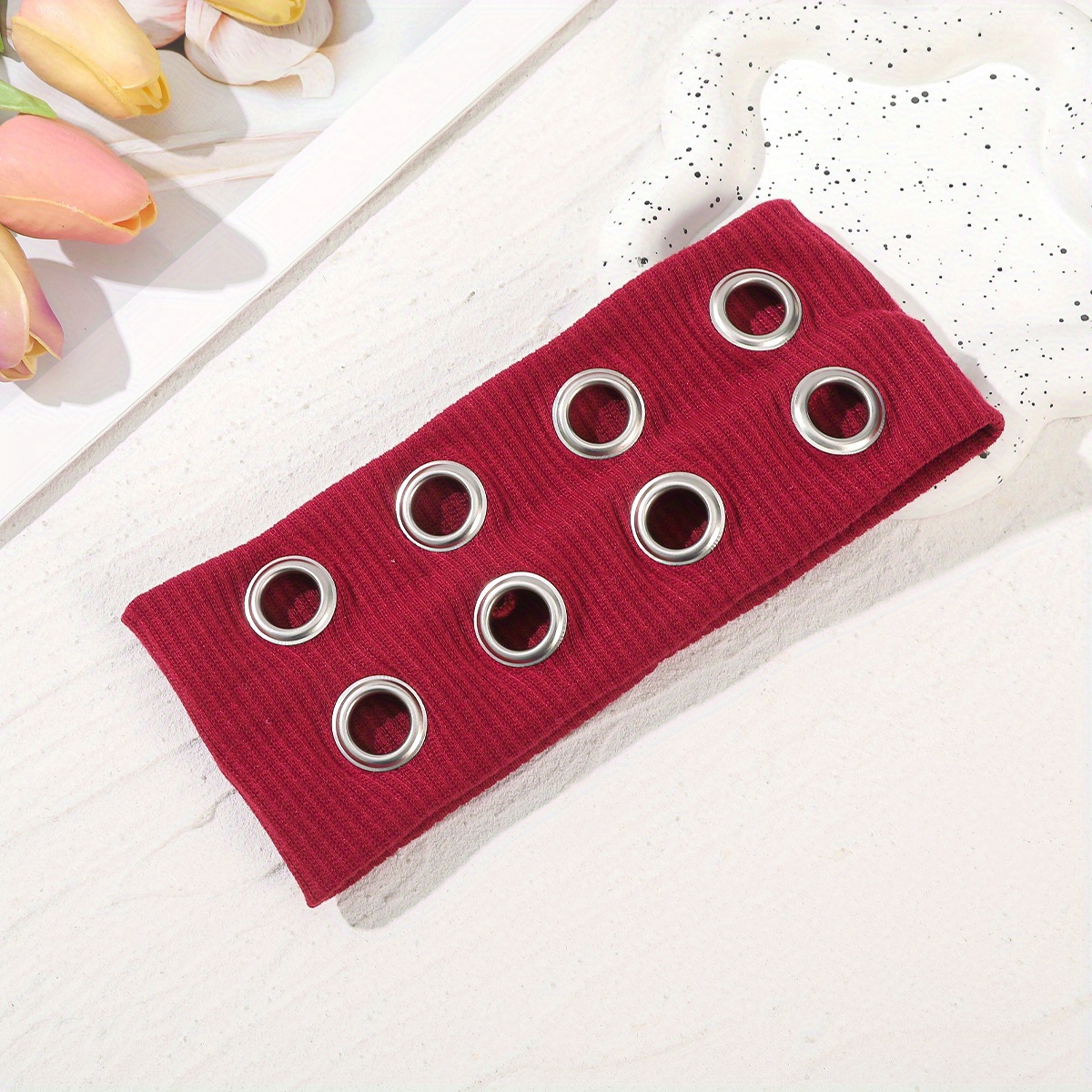 Fascia Elastica Con Occhielli Scavati Per Donne, Stile Y2K, Per Ragazze Punk Grunge Ampia Fascia Per Capelli Accessorio Per Capelli Casual Ed Elastico P12981772