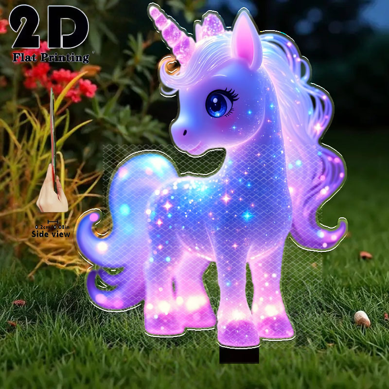 2d  , [2d  ] 2d   1 kom neon jednorog vrtna dekoracija tlo utičnica, vanjsko dvorište, travnjak i vrtna dekoracija ukrasi, vrtni panjevi i dekoracija cvjetnjaka panjevi, pogodno za dvorište, travnjak, bonsai - blagdanska dekoracija,   poklon za prijatelje, 2d  