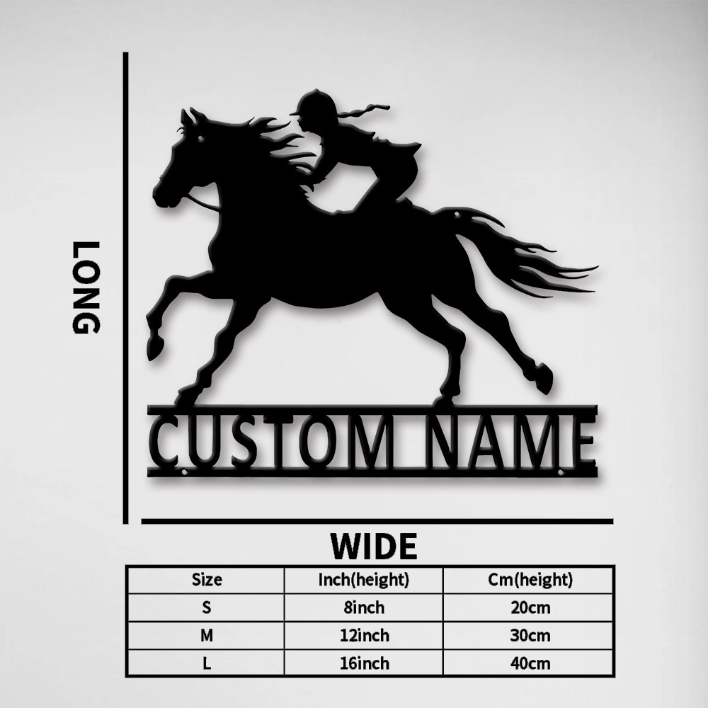 TEMU 1pc Personalized Horse Rider Metal Sign Custom Name Wall Decor Unique Equestrian Art Gift For Home Office Garage Indoor Outdoor