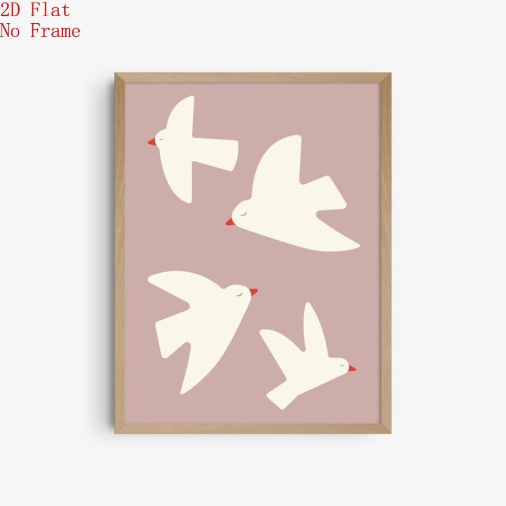 TEMU 2D-Flach, . Rahmenloses Rosa Vogel-Wandposter fürs Kinderzimmer – Minimalistische Raumdeko mit rosa Vogel-Druck, geeignet für Kinderzimmer,