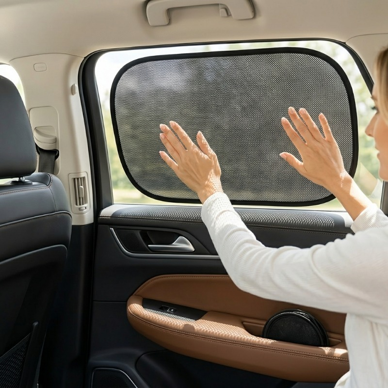 TEMU Parasol electrostático de adsorción para ventanas de coche - Parasol semitransparente resistente a los rayos UV para interiores de coche,
