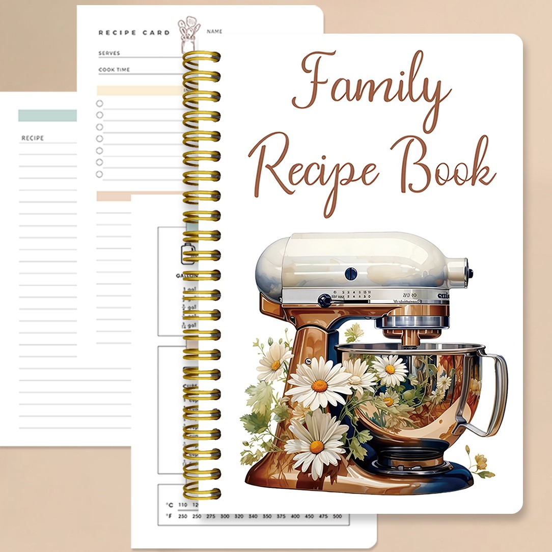 TEMU A Large Recipe Book Printed Cover With Illustrations - Suitable For Cooking Enthusiasts, Family Meal And Cooking Plan Records, 50 Pages, 5.5x8.3