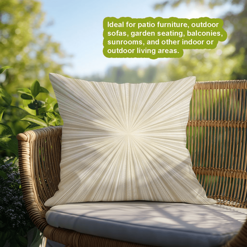 Set of 2 Light Beige Outdoor Cushion Covers, Decorative Throw Pillow Cases for Patio, Garden, Balcony, Yard, 45.72X45.72 cm, Soft Durable Polyester, Pleated Design for Enhanced Outdoor Comfort