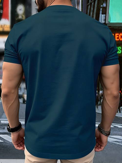 plus size mens short sleeve t shirt with simple english stripe print a loose neck tee suitable for daily commuting office wear casual shopping and weekend machine washable comfortable for for casual attire crew