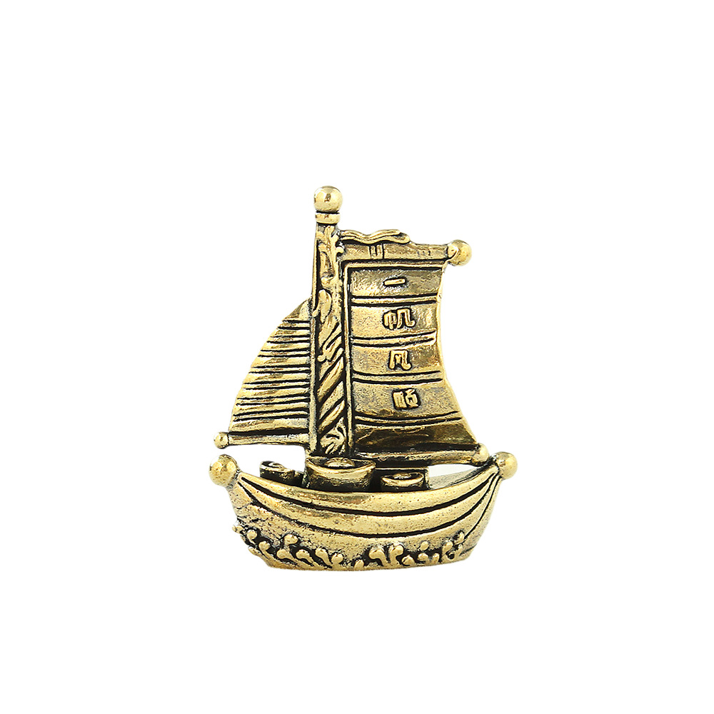 TEMU Creative Smooth Sailing Sailboat Figurine Ornament, Handmade Metal Craft, Ship Model Micro Landscape Decorative Piece, Home And Office