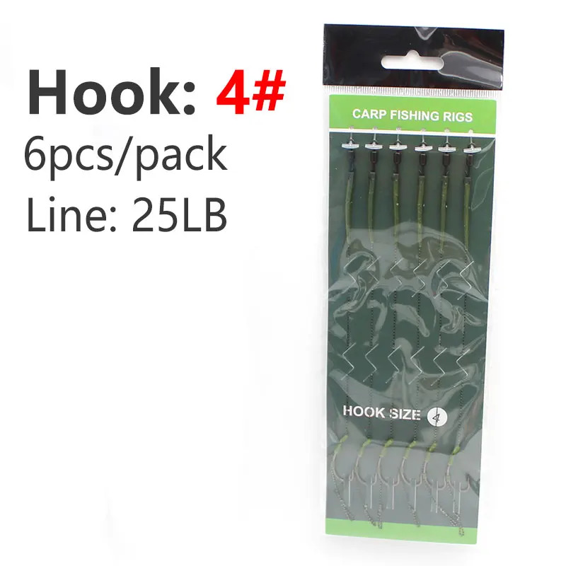 TEMU Juego de 6 prefabricados para pesca de carpa, anzuelos para carpa talla 2/4/6/8, artículos de pesca y accesorios de pesca