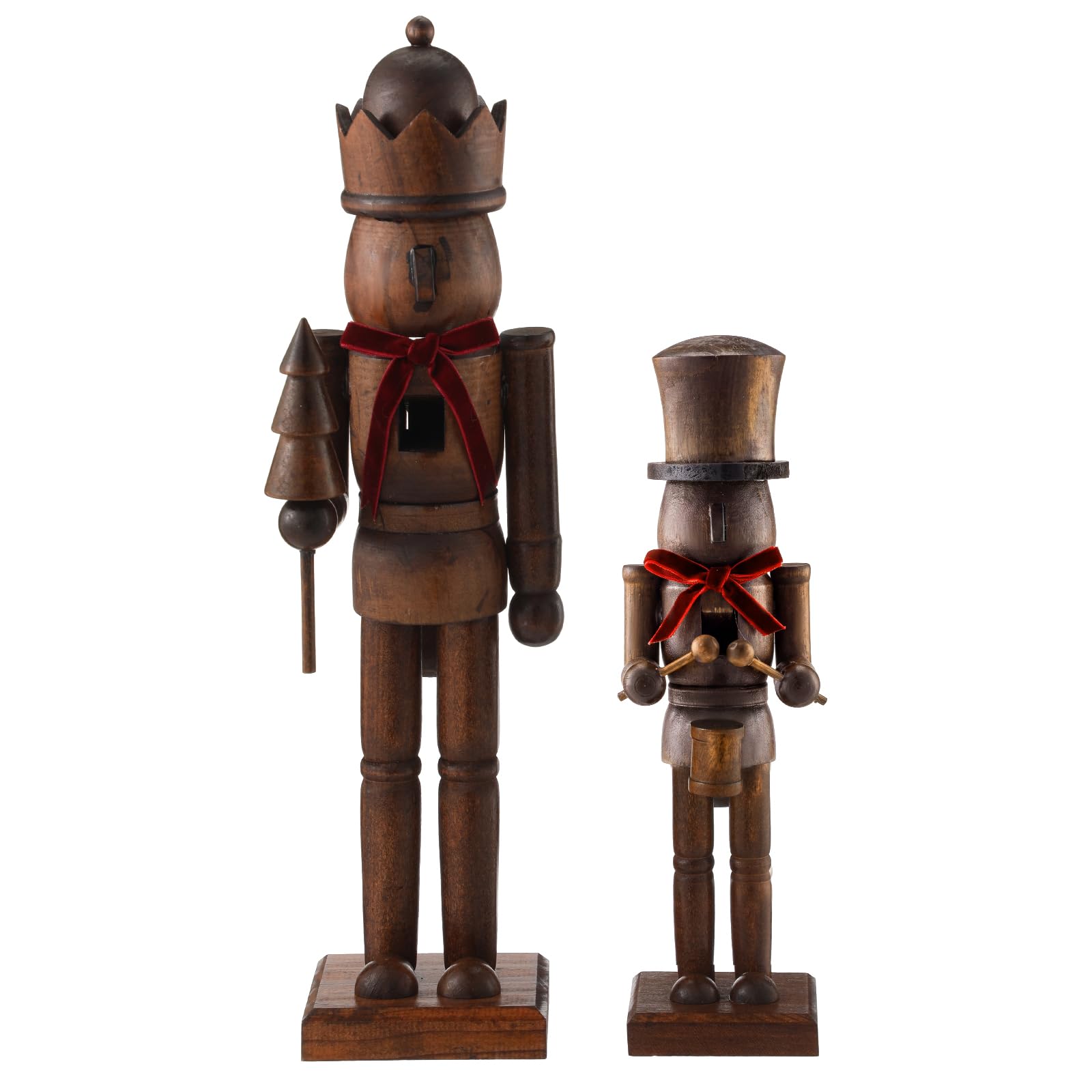 TEMU Lot de 2 figurines de avec nœud en velours - Artificielles, adaptées pour les décorations de Noël, présentoir pour étagère, table, manteau de