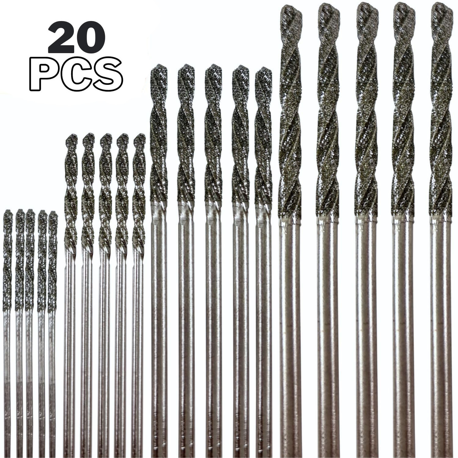 TEMU Set Of 20 Diamond Drill Bits (1mm, 1.5mm, 2mm, 2.5mm) Suitable For Dremel Rotary Tools – Diamond-tipped Bits For Drilling Stone, Glass, Seashells, And Crafting Jewelry