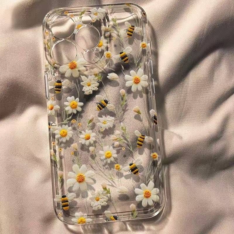 Etui za telefon - Vesoljski etui proti padcem z vzorcem čebeljih marjetic, primeren za Apple iPhone 17 16 15 14 13 12 11 XS XR X 8 7 Pro Max SE