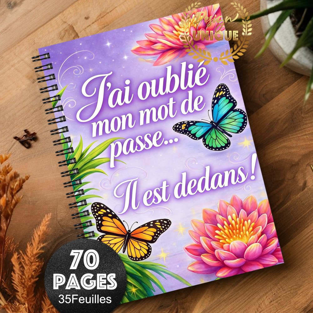 TEMU 1pc Cahier de de passe pour l'internet et au ordinateur, Planificateur de de passe édition française ou avec un design coloré de papillons et de
