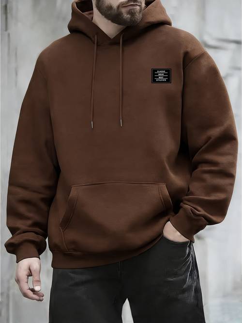 sudadera con capucha de estilo casual para hombres, estampado minimalista para uso y desplazamientos,