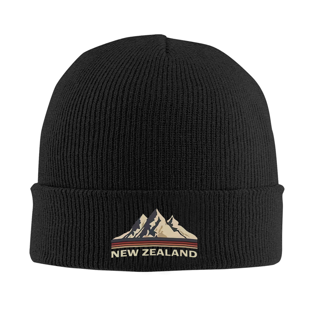TEMU 1pc New Zealand Mountain Logo Beanie Hat, Unisex Windproof Warm Ski , Knitted Hat, Slight Stretch, Fall Warm Knitted Beanie