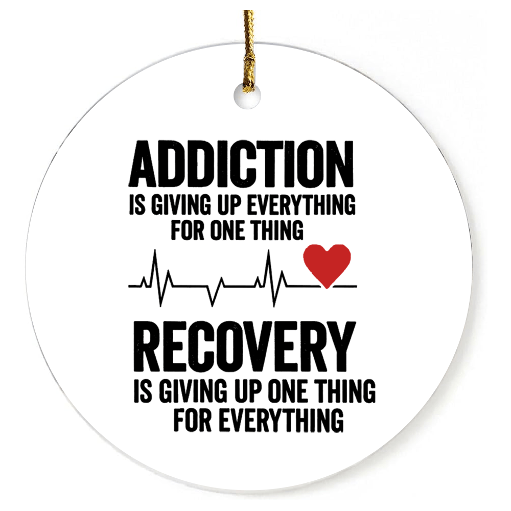 TEMU 2d Flat, 1 Acrylic Round Hanging Ornament - Inspirational Quote For And Recovery With Heartbeat , Gift To Sobriety Journey, Ideal For Aa/na