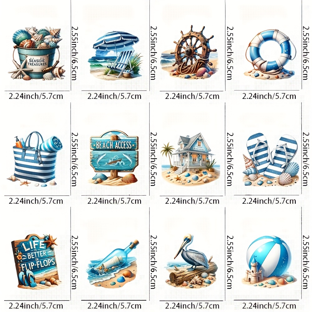 E-shop 12 Stück Aquarell UV-Transferaufkleber – Ideal für DIY-Bastelprojekte, Tassen, Laptops Trinkflaschen, selbstklebende Kunststoffdekore,