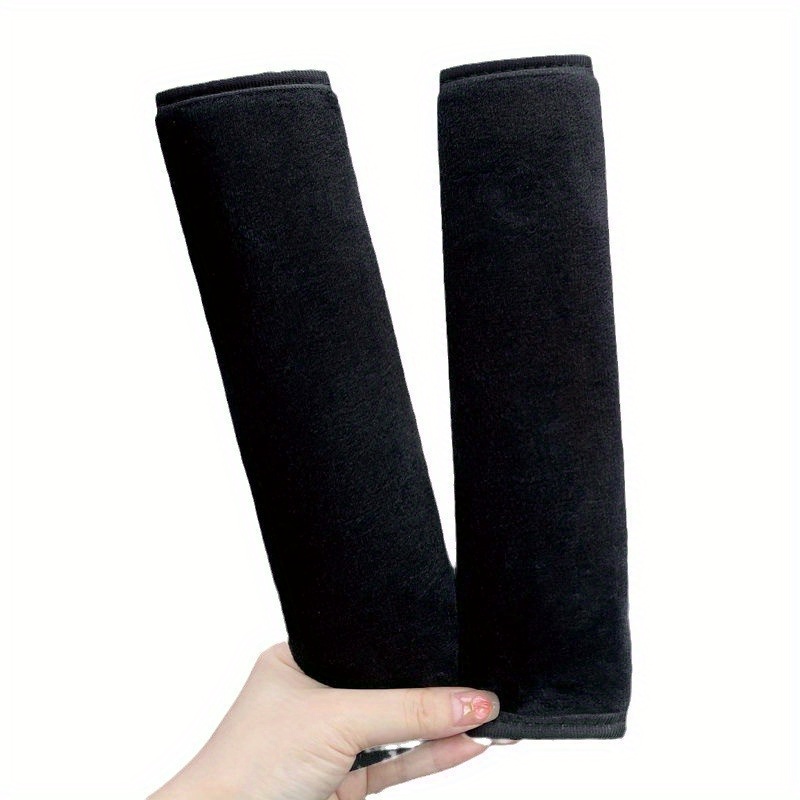 TEMU 2pcs Universal Car Seat Belt Shoulder Pads- Covers, Embroidered , Enhance , Black Automotive Interior Accessories, Vehicle Enhancement, Sleek Style, Seat Belt Shoulder Covers