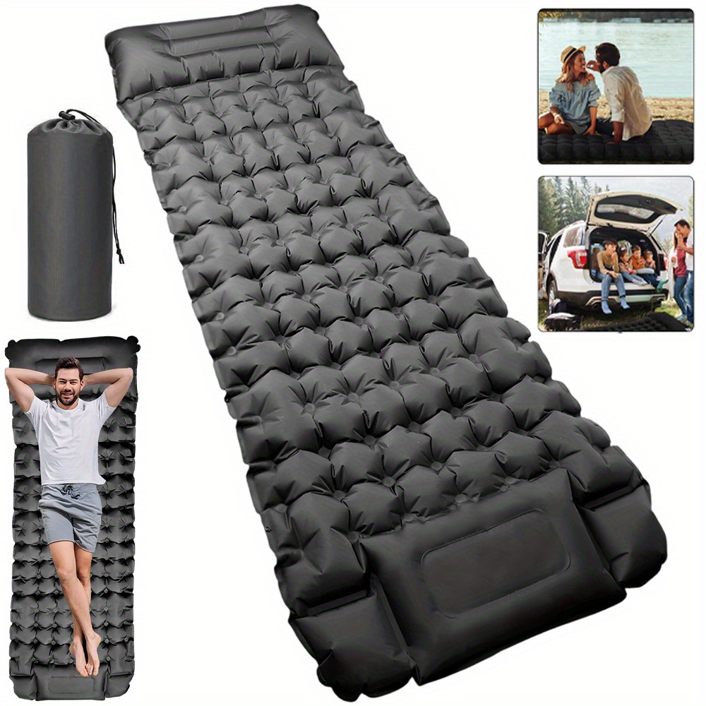 E-shop Ultraleichte Aufblasbare Schlafmatte für Camping – Selbstauflaufende Matratze mit integrierter Fußpumpe, inklusive Kissen & Aufbewahrungstasche,