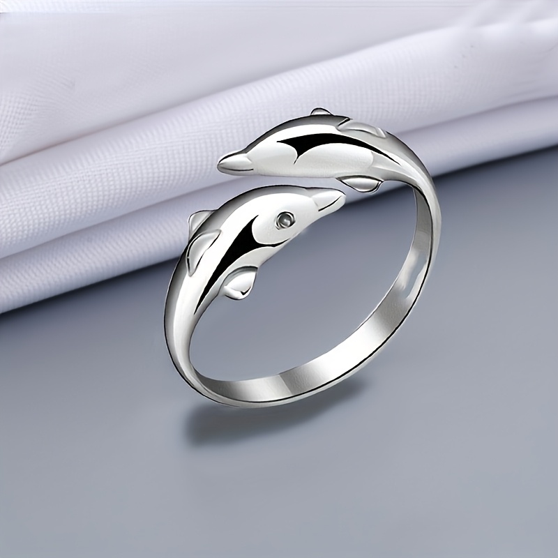 E-shop 2 Farben zur Auswahl, Mode Ring, Delfin Ring, Vergoldeneter Ring, Damen Ring, Verstellbarer Öffnungsring