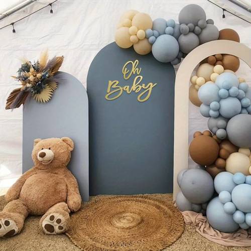 wooden shower logo painted with banner gender reveal background party decor stylish photo background golden
