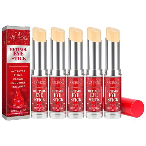 5 pack retinol eye cream stick hyaluronic acid and squalane firming moisturizing anti puffiness dark circles and hypoallergenic brightening eye cream with vitamin c suitable for all travel portable plant based squalane