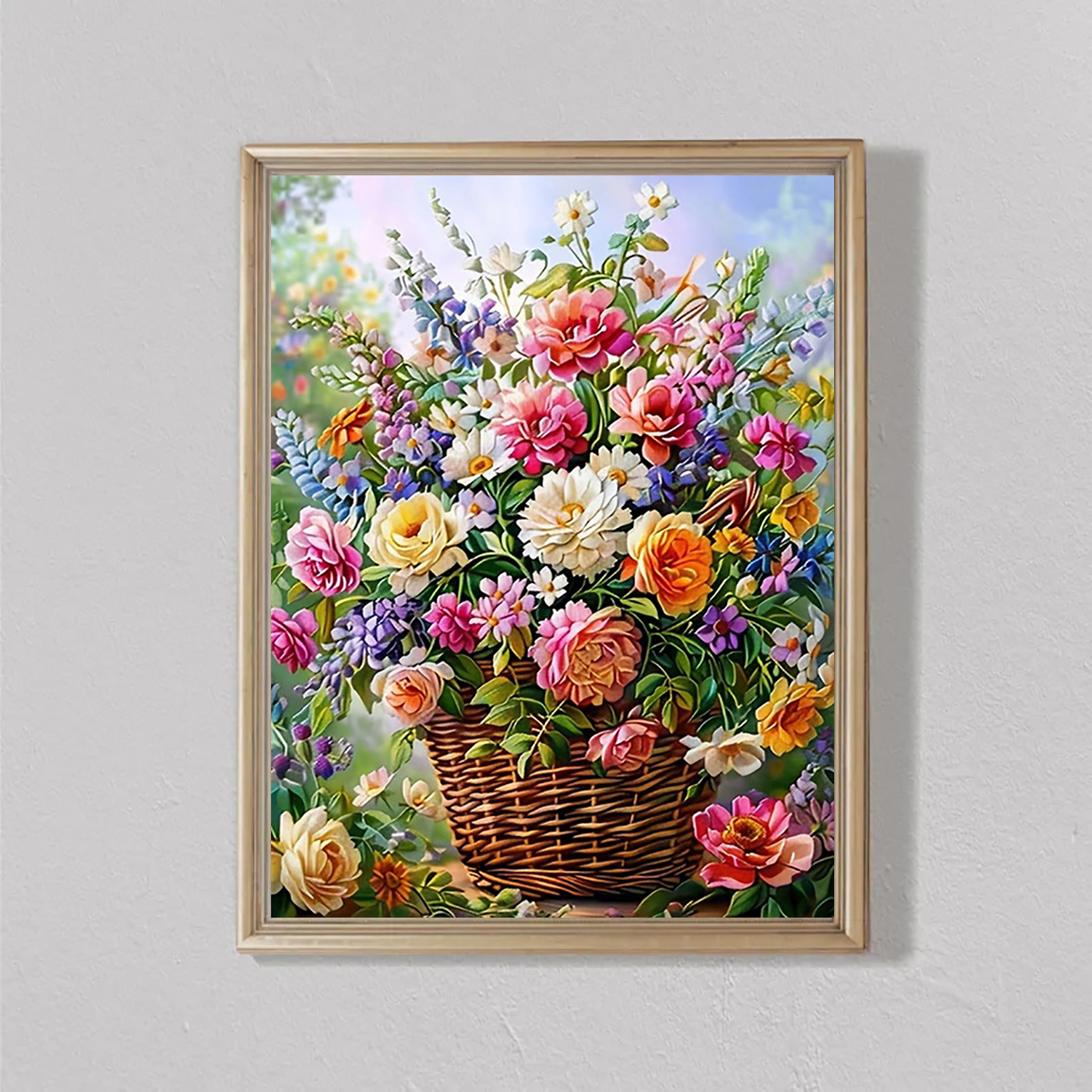 

Chic Floral Basket Canvas Art, 12"x16" - Wall Decor For Living Room, Bedroom, Studio & Hallway, Background Wall Painting, , Room Decor