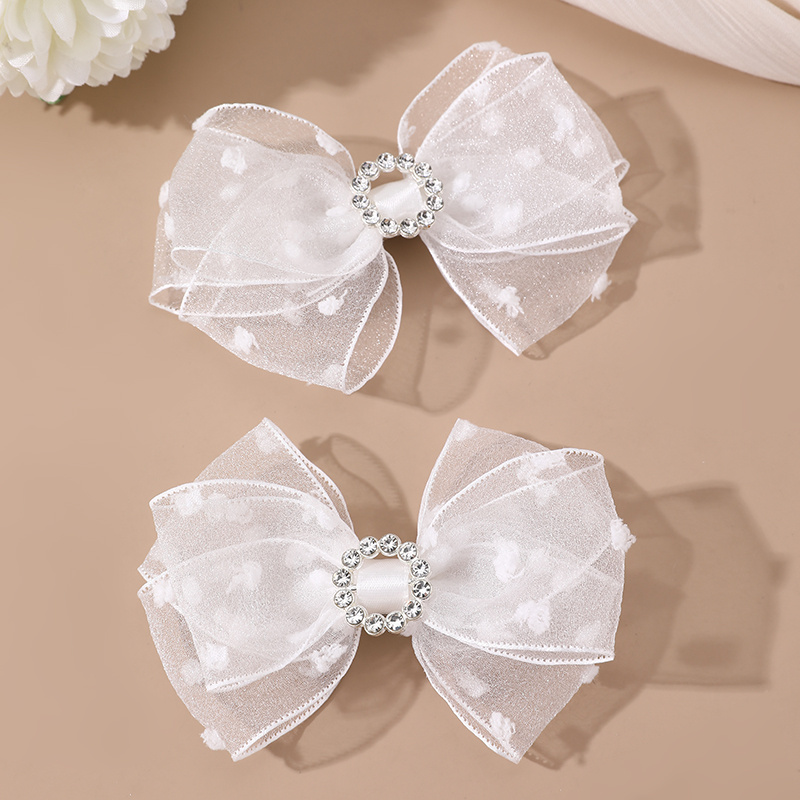 2pcs Mesh Gauze Bow Hair Clip Women's Ramadan Hair Additions
