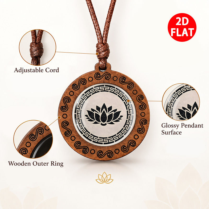 Buddhist Elements 2D Flat Pendant Necklace, Unisex Gift