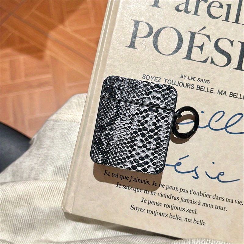 TPU Protective Case for Apple for airpods 4/4 Noise Reduction, Pro/Pro2 Compatible, Simple Solid Color Snake Skin Pattern, for New 4th Gen/New 3rd Gen Wireless Headphones, with Keychain Hook