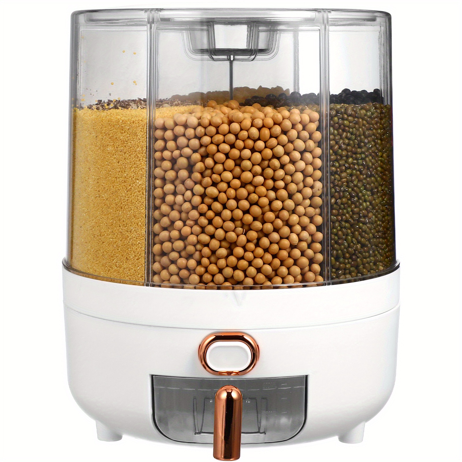 TEMU Healifty Large-capacity Six-compartment Cereal Dispenser (25 Lbs), 360° Rotating Cereal Dispenser, Large-capacity Sealed Transparent Cereal Food