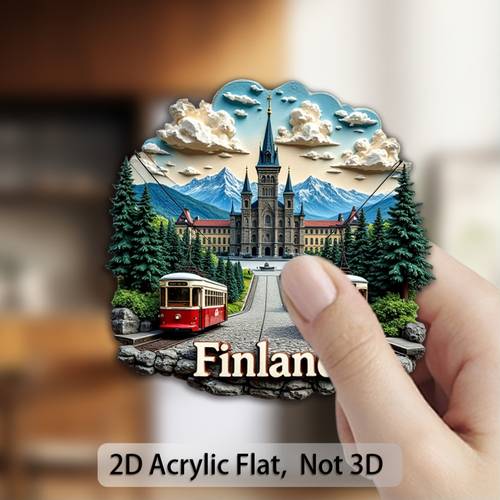 decorative plaque and ornament 1pc 2d flat acrylic fridge magnet decorative plaque finland scenery magnet travel souvenir colorful exquisite design magnet suitable for kitchen fridge cabinet office decoration gift