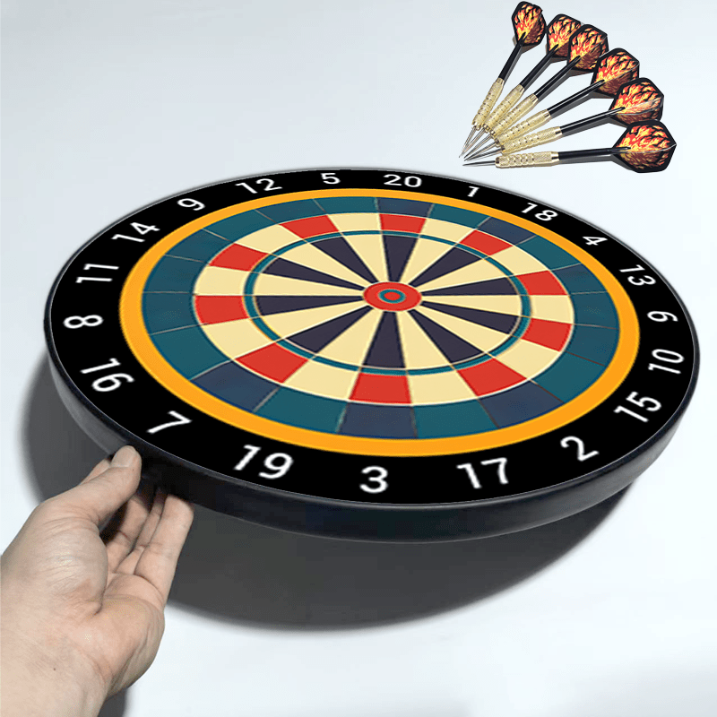 TEMU A Dartboard+6 Darts Set, 2025 Hot Selling Thickened Eva Dartboard Silent And Durable Moisture-proof Dartboard, Indoor And Outdoor Safe, High