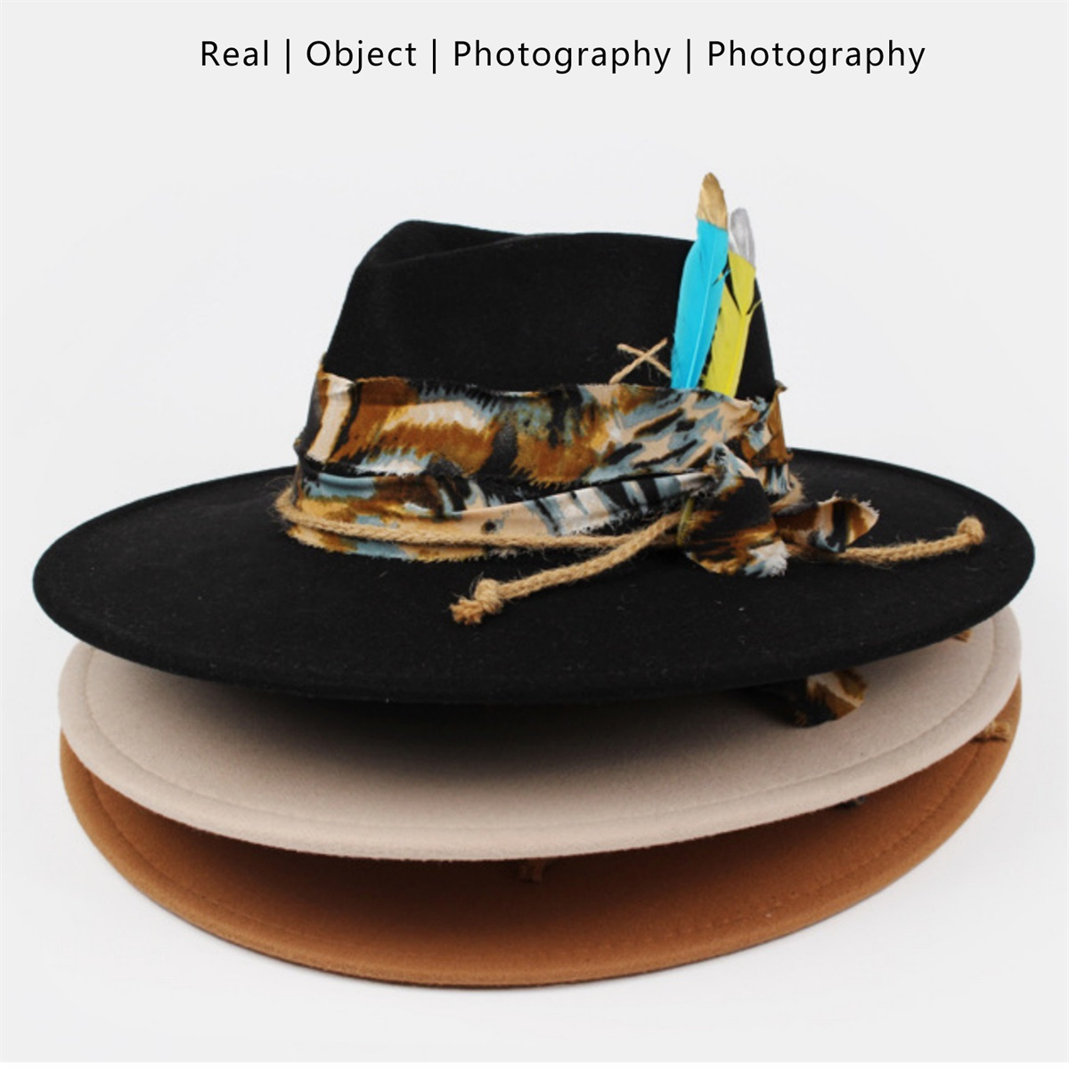 feather hats vintage short brim felt fedora hats for women  display picture 2