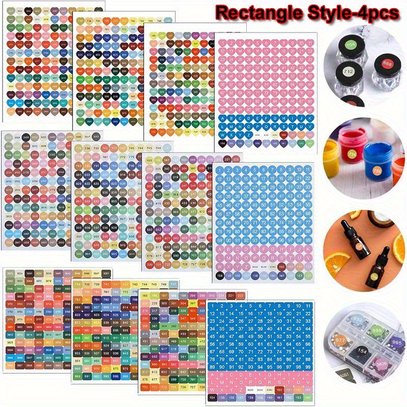 TEMU 4pcs Digital Classification Label Sticker, Color Classification Label Stickers For Diamond Painting, Number Sticker, Cross Stitch Sticker, Mark