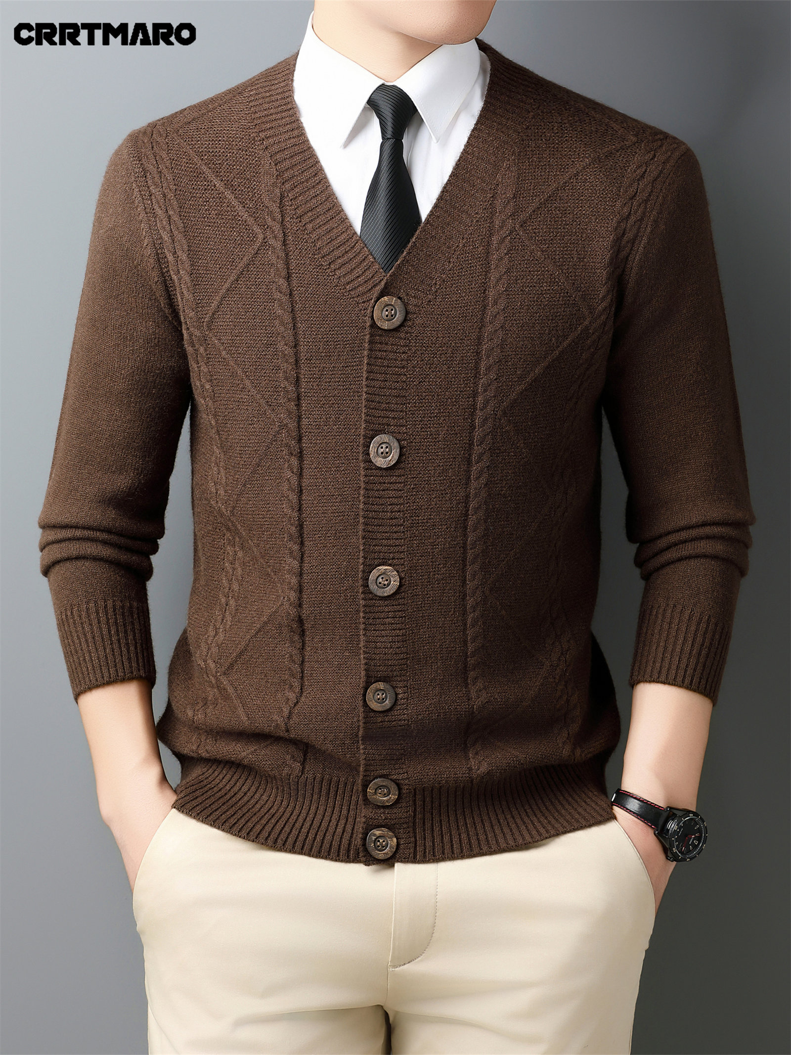 Men'S Wool Blend, Thick Knit Cardigan, Warm Casual Layering Top for Fall And Winter
